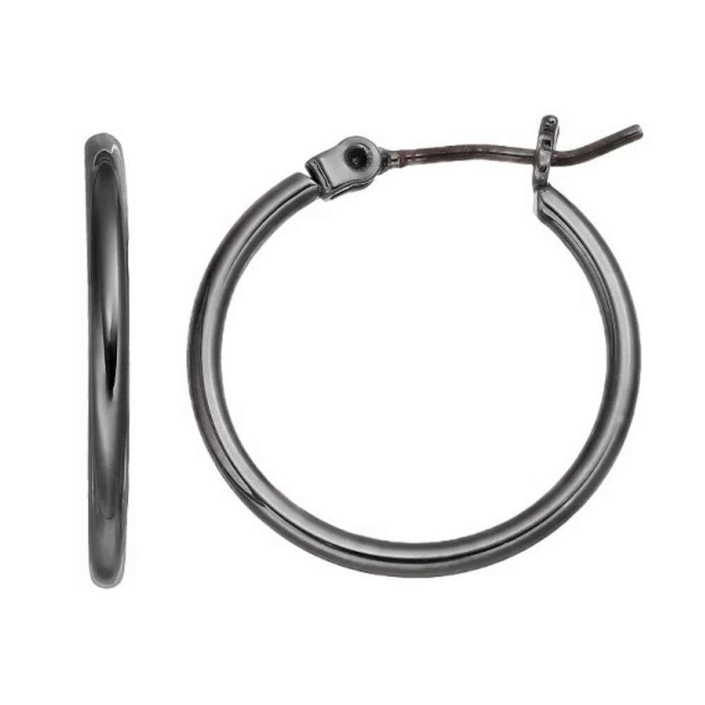 VERA WANG Rocker Chic Gunmetal Smooth Hoop Earrings**NEW!